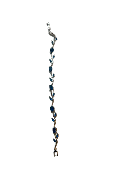 Silver Sapphire Blue Crystal Vine Bracelet