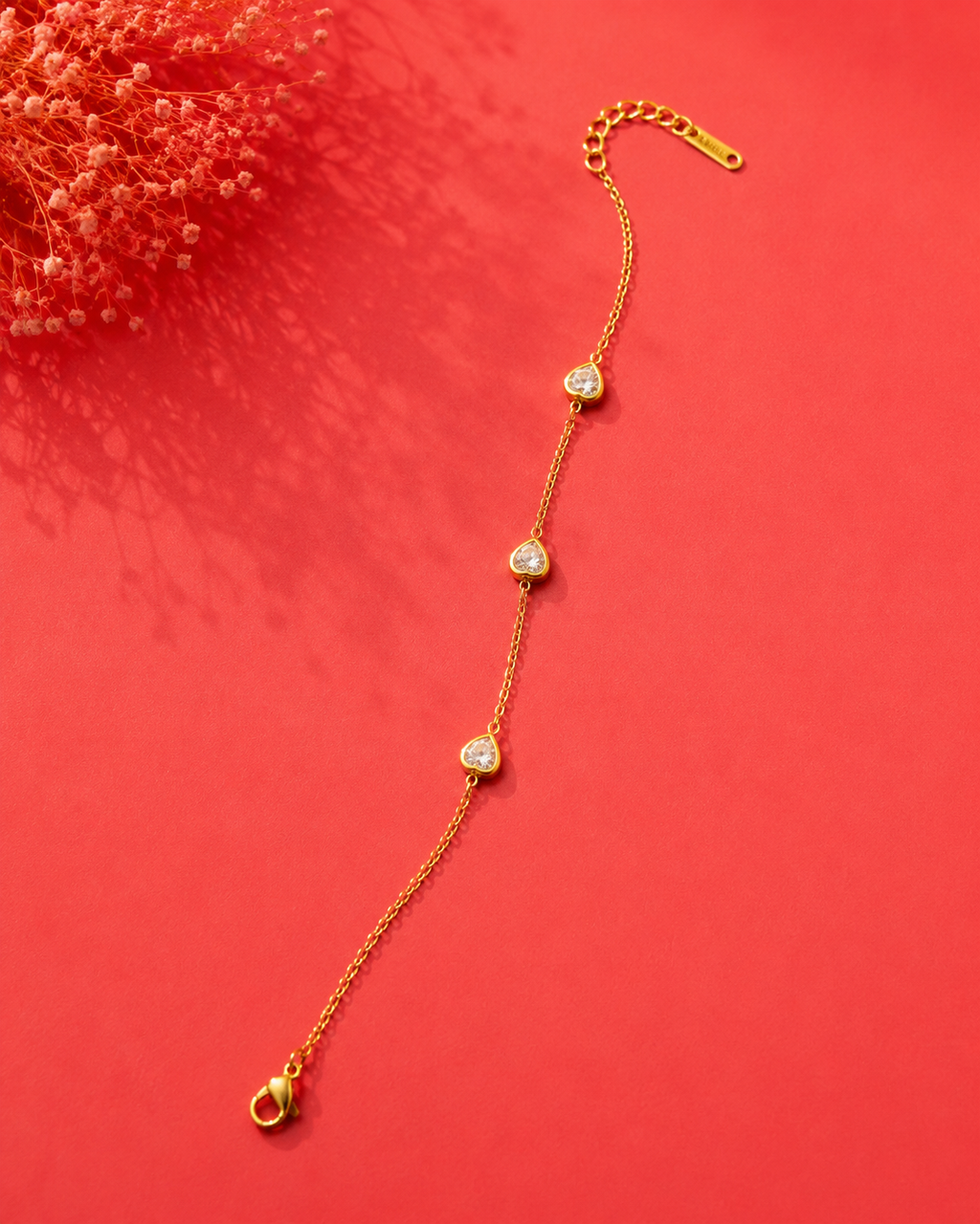 Gold Heart Crystal Bracelet