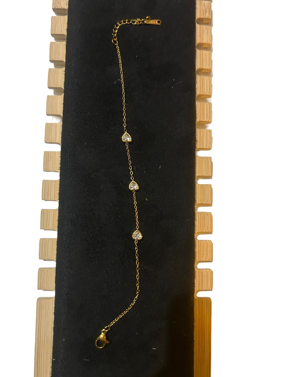 Gold Heart Crystal Bracelet