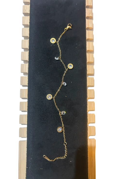 Celestial Crystal Charm Gold Bracelet