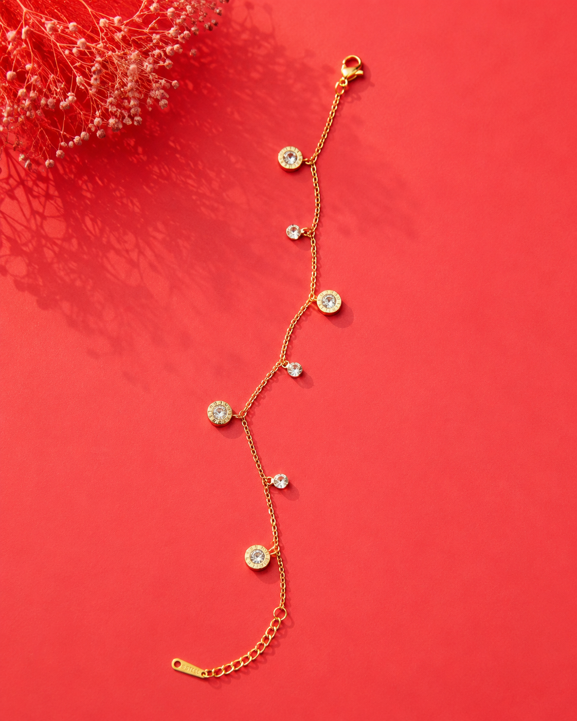 Celestial Crystal Charm Gold Bracelet