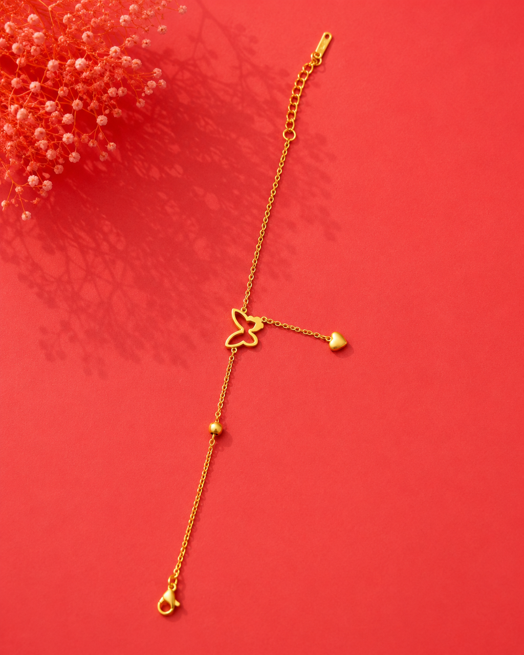 Golden Butterfly Charm Adjustable Bracelet