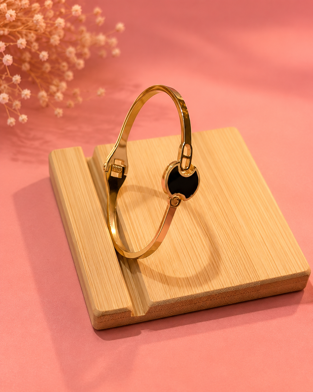 Luna Noir Gold Cuff Bracelet