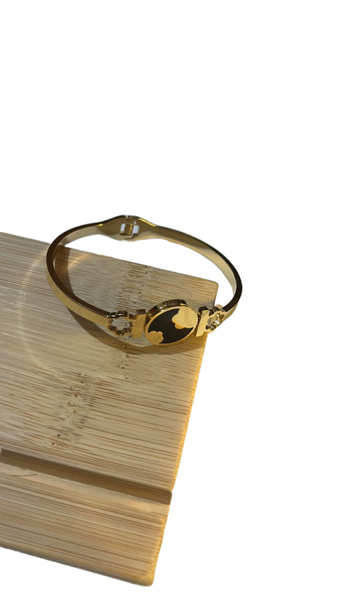 Noir Blossom Gold Cuff Bracelet