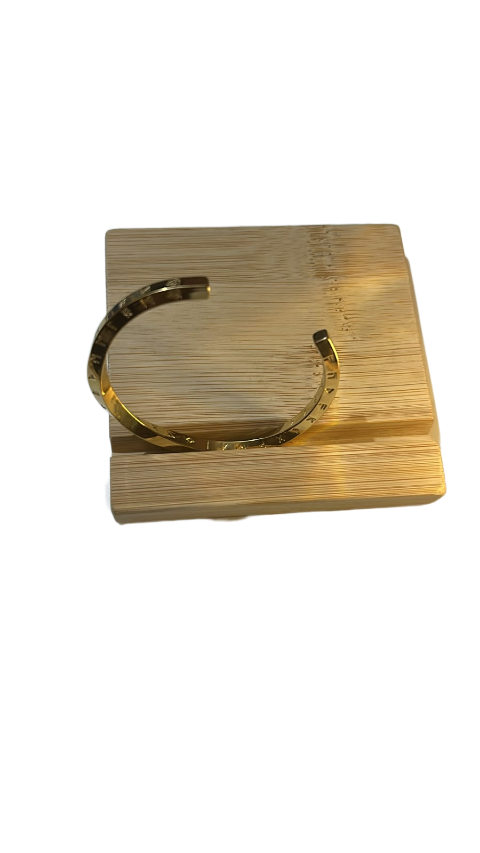 Queen's Aura Roman Numeral Gold Open Cuff Bracelet