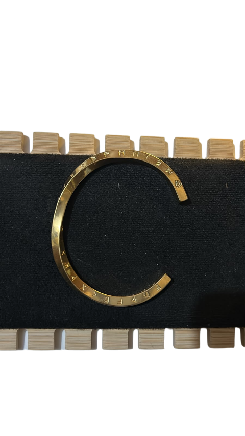 Queen's Aura Roman Numeral Gold Open Cuff Bracelet