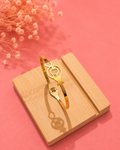 Queen's Aura Heart Charm Gold Bangle Bracelet