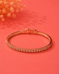 Rose Gold Crystal Tennis Cuff Bracelet for Women | Elegant Stainless Steel Kada