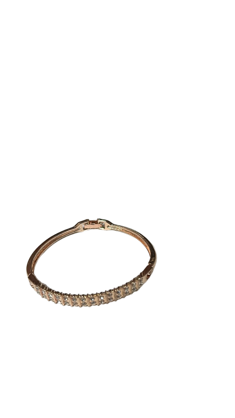 Rose Gold Crystal Tennis Cuff Bracelet for Women | Elegant Stainless Steel Kada