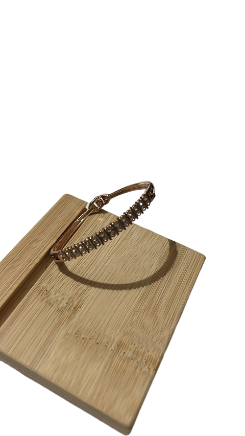 Rose Gold Crystal Tennis Cuff Bracelet for Women | Elegant Stainless Steel Kada