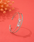 Silver Crystal Butterfly Open Cuff Bracelet for Women | Elegant Adjustable Kada