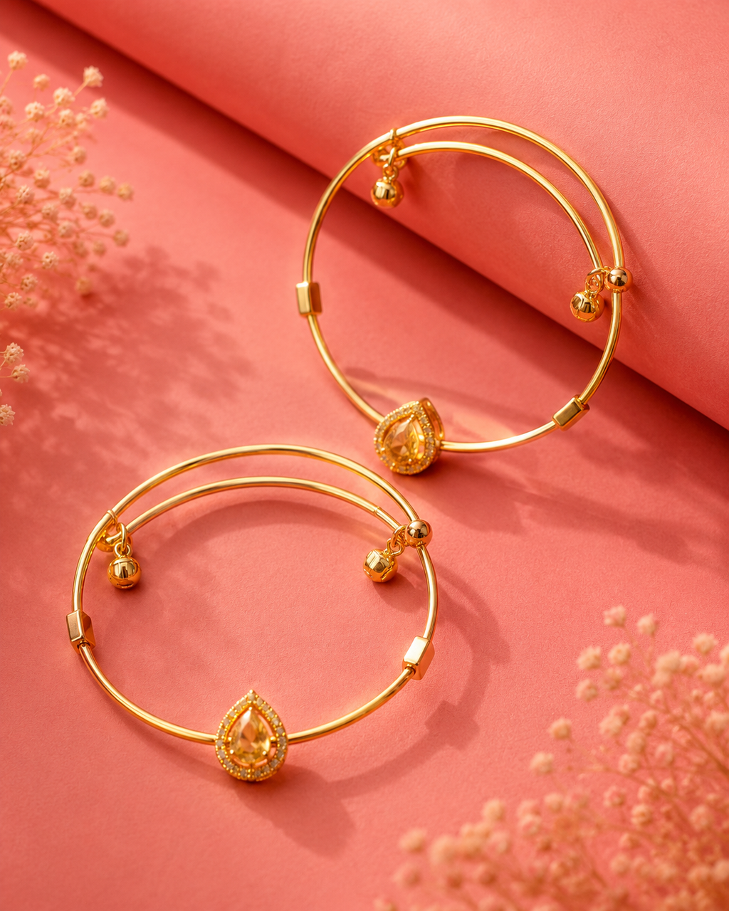 Golden Teardrop Charm Bangles