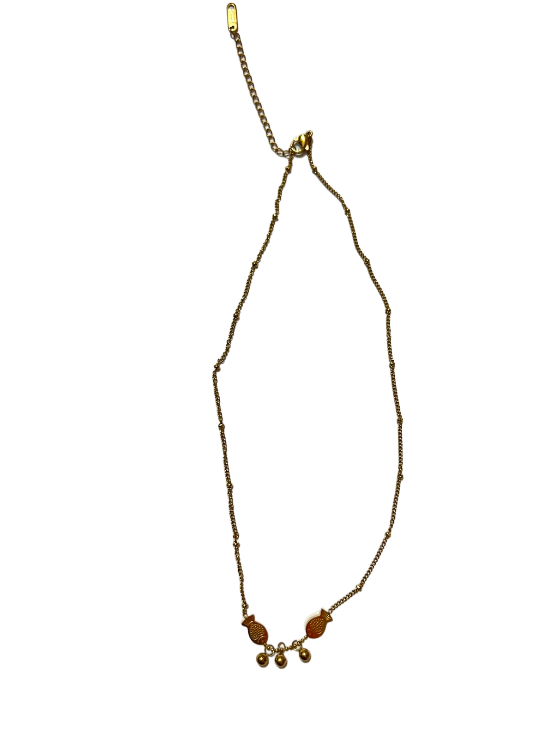 Golden Beaded Charm Necklace