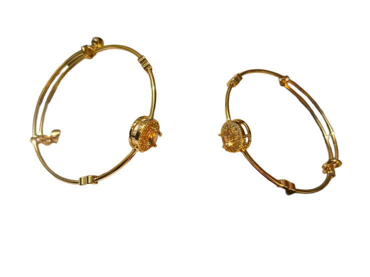 Elegant Gold-Tone Crystal Charm Bangle