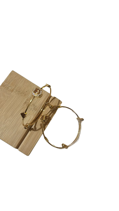 Elegant Gold-Tone Crystal Charm Bangle