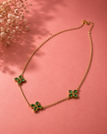 Emerald Clover Gold Pendant Necklace for Women