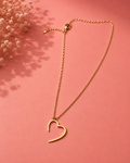 Open Heart Gold Pendant Necklace for Women