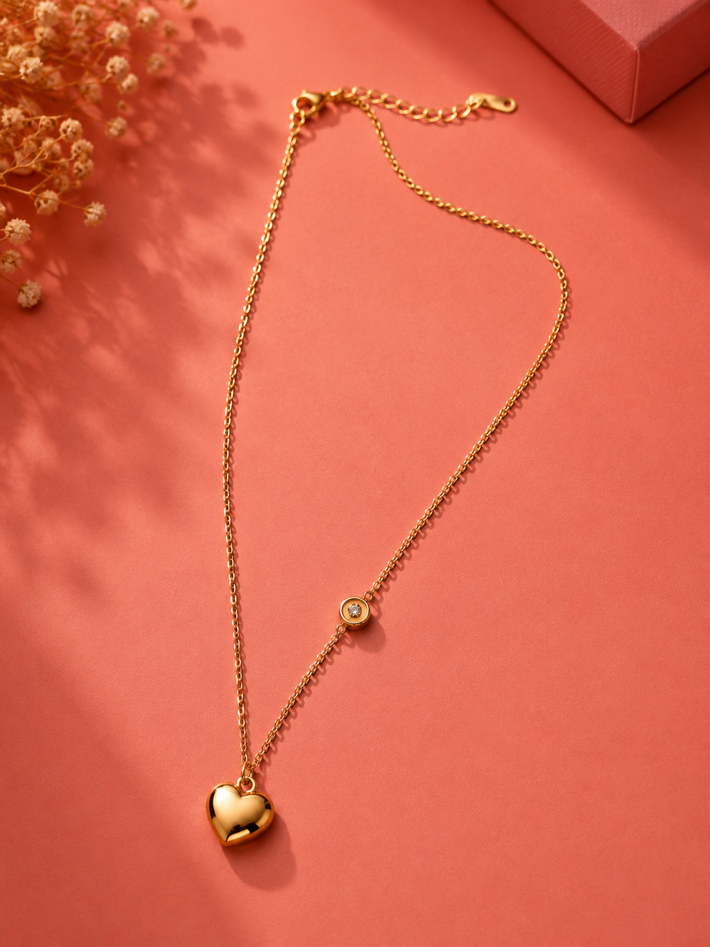 Minimalist Gold Heart Drop Necklace for Women