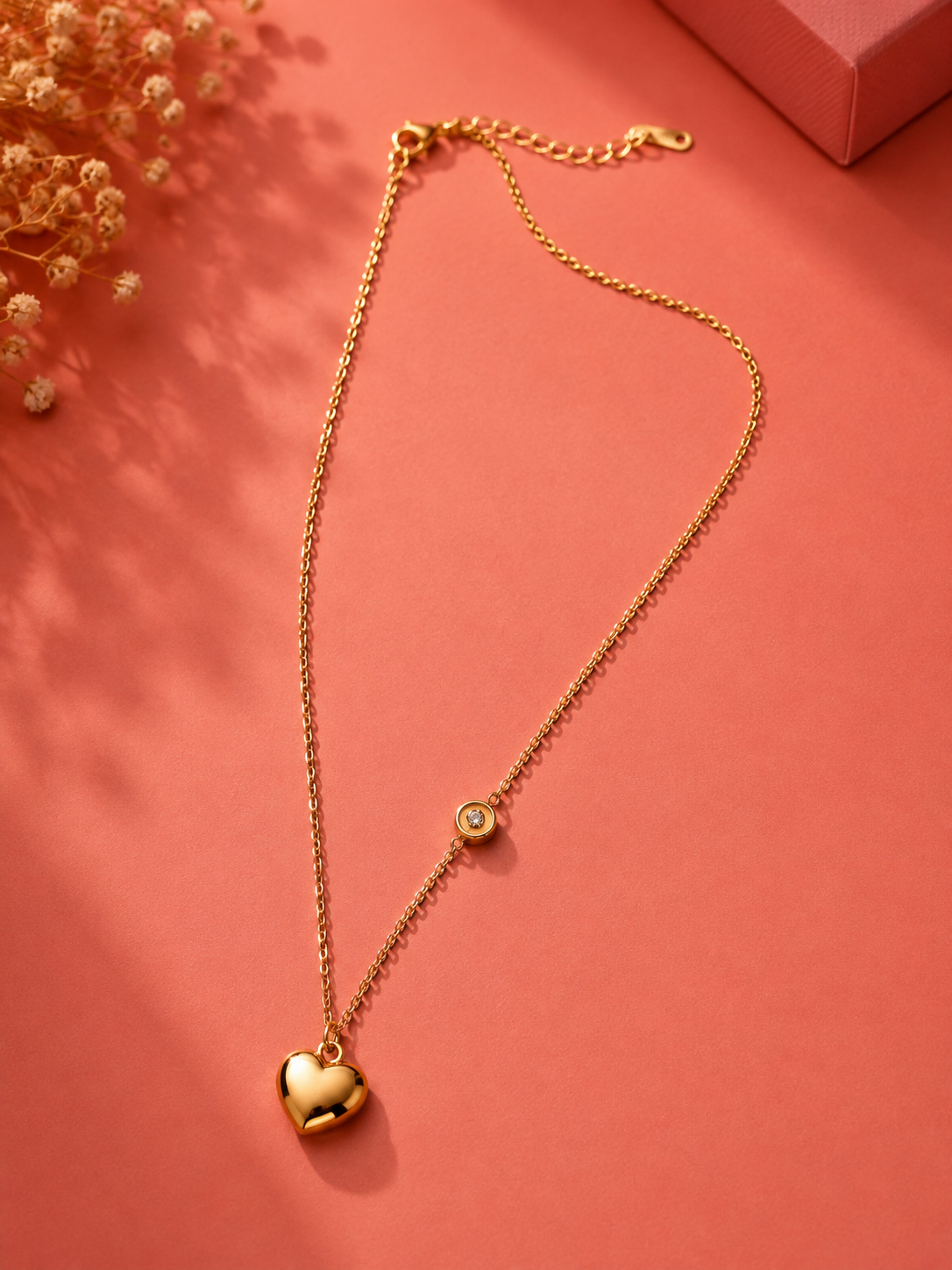 Minimalist Gold Heart Drop Necklace for Women