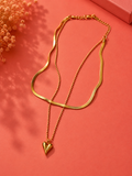 Layered Heart Pendant Double Chain Necklace