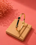 Black Clover Gold-Tone Hinged Bracelet for Women