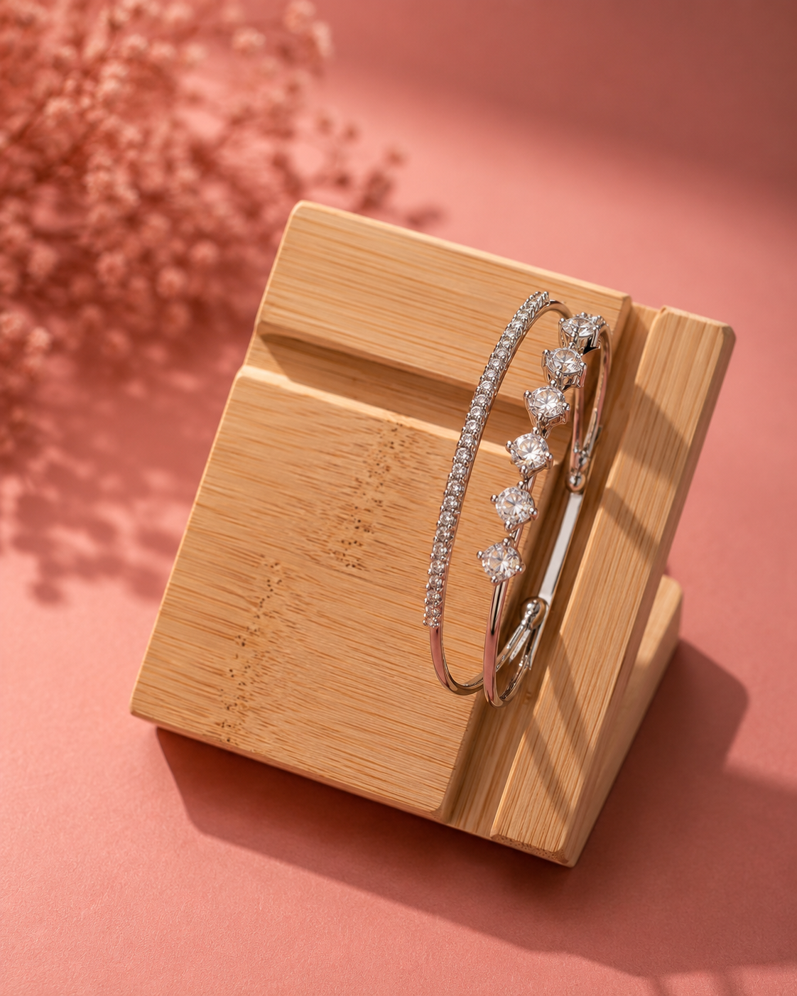 Crystal Radiance Dual Band Open Cuff Bracelet