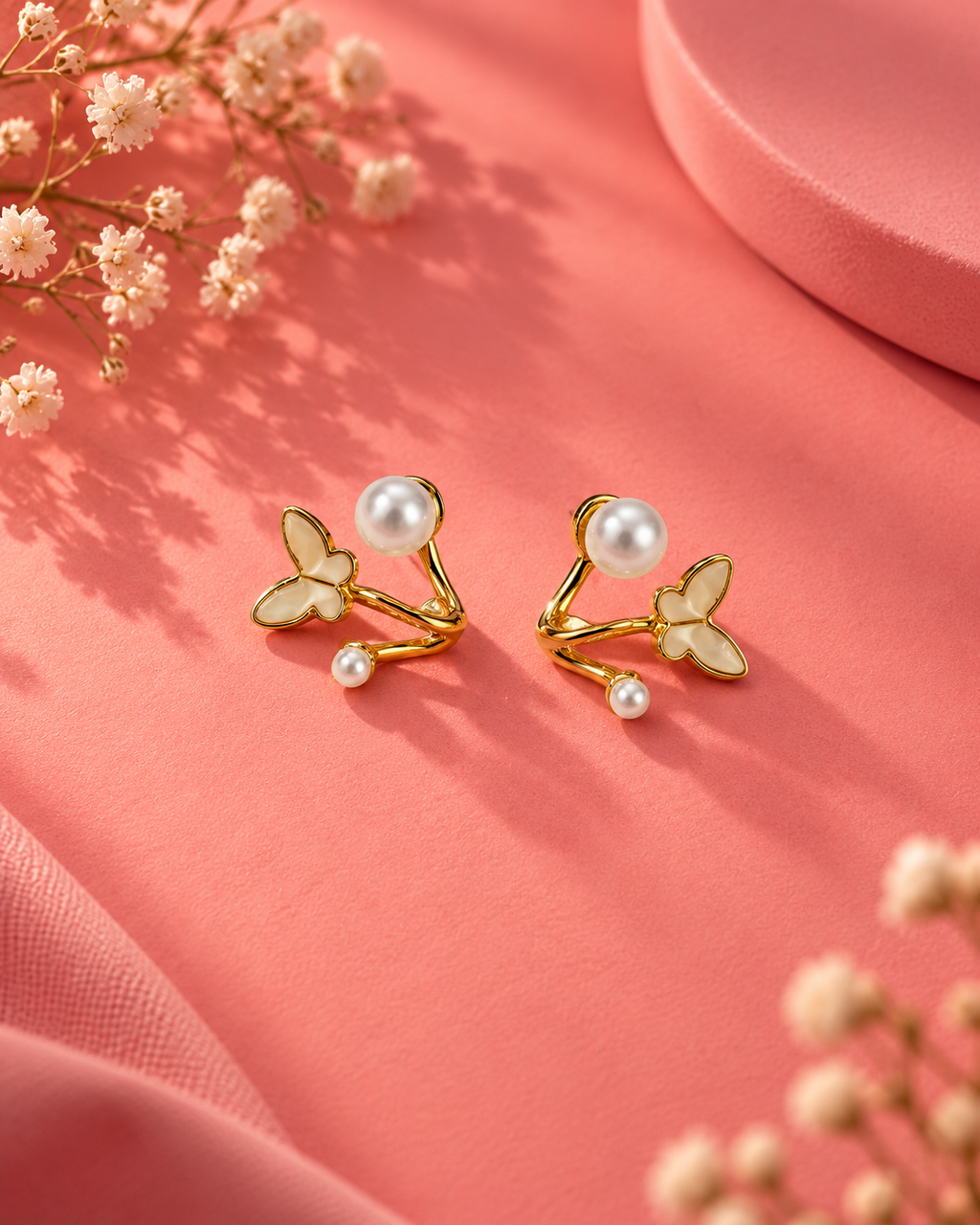 Pearl Butterfly Bloom Stud Earrings