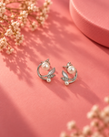 Pearl Leaf Crystal Stud Earrings