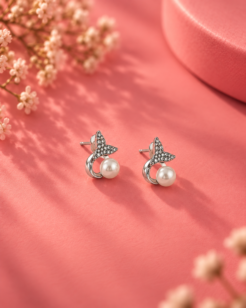 Pearl Butterfly Stud Earrings