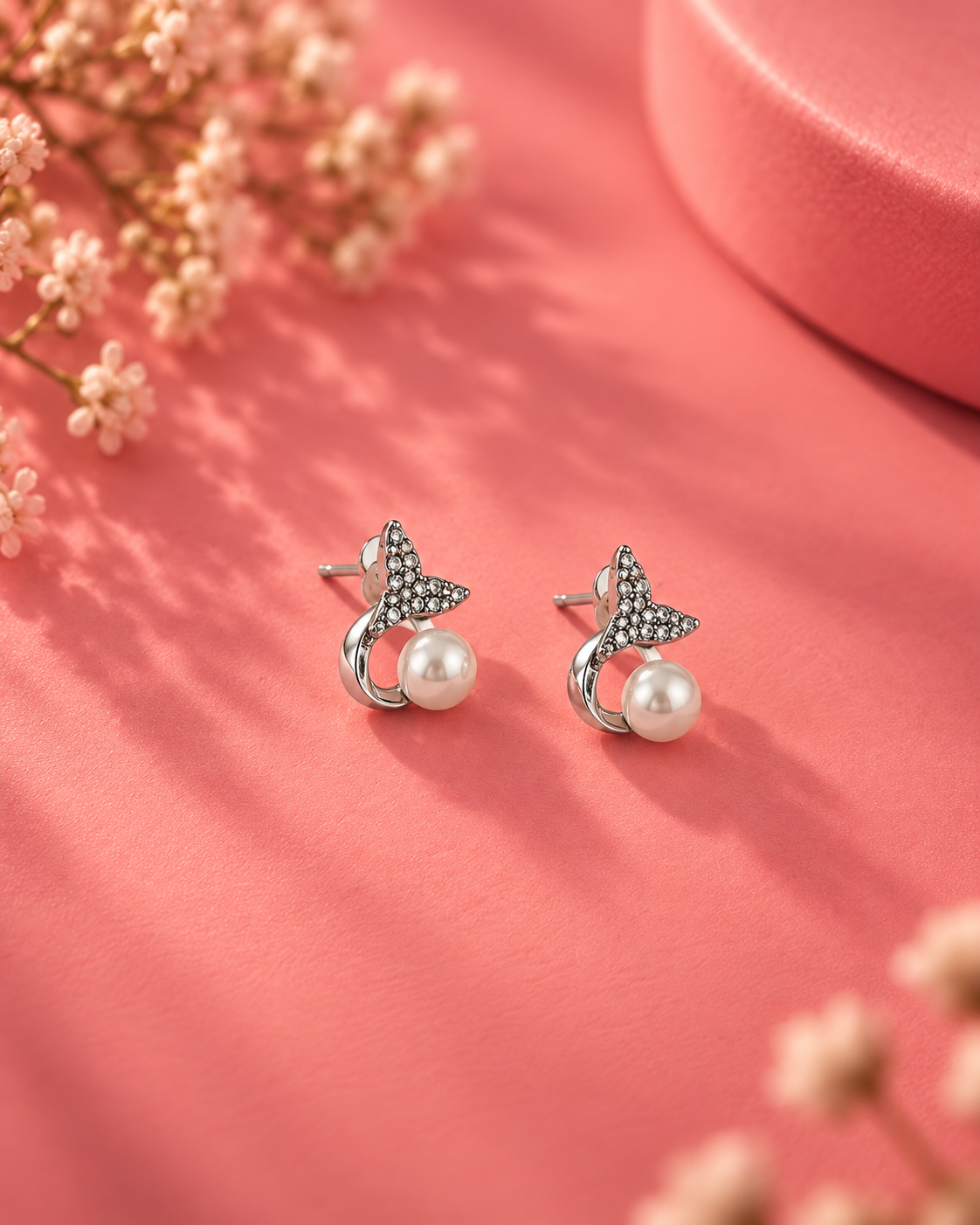 Pearl Butterfly Stud Earrings