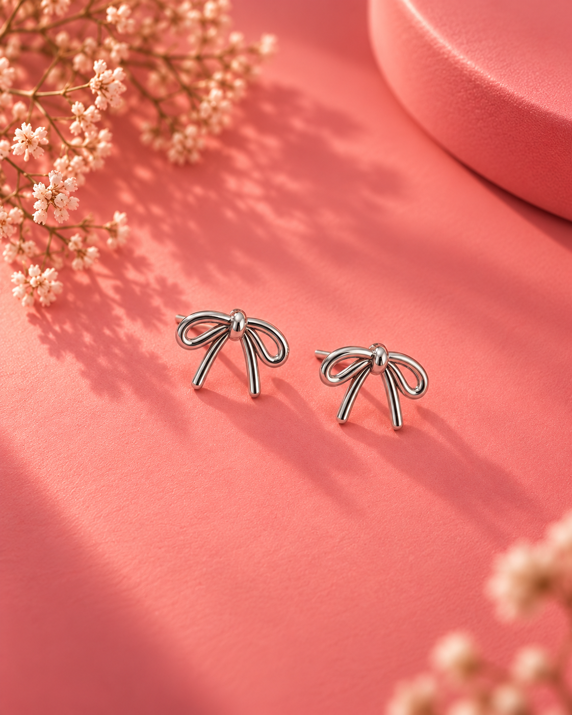 Silver Bow Stud Earrings