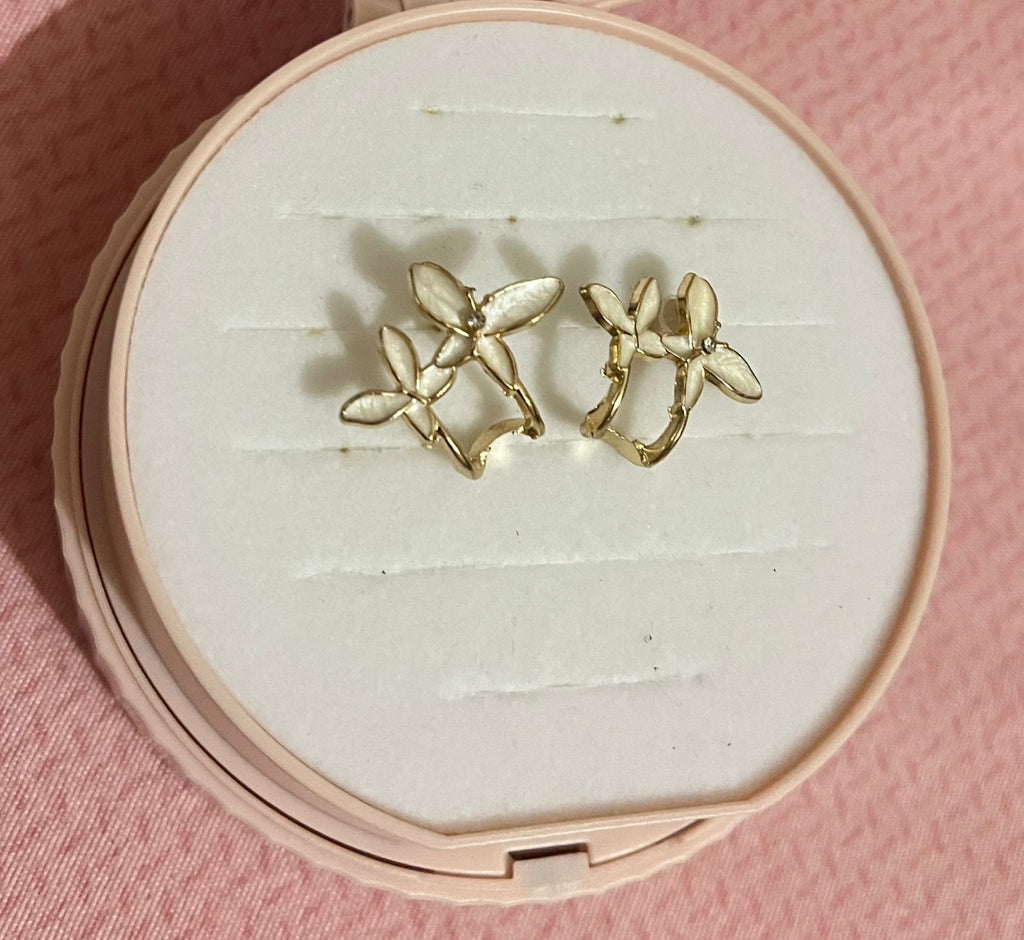 Floral Grace Gold Huggie Earrings