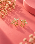 Floral Grace Gold Huggie Earrings