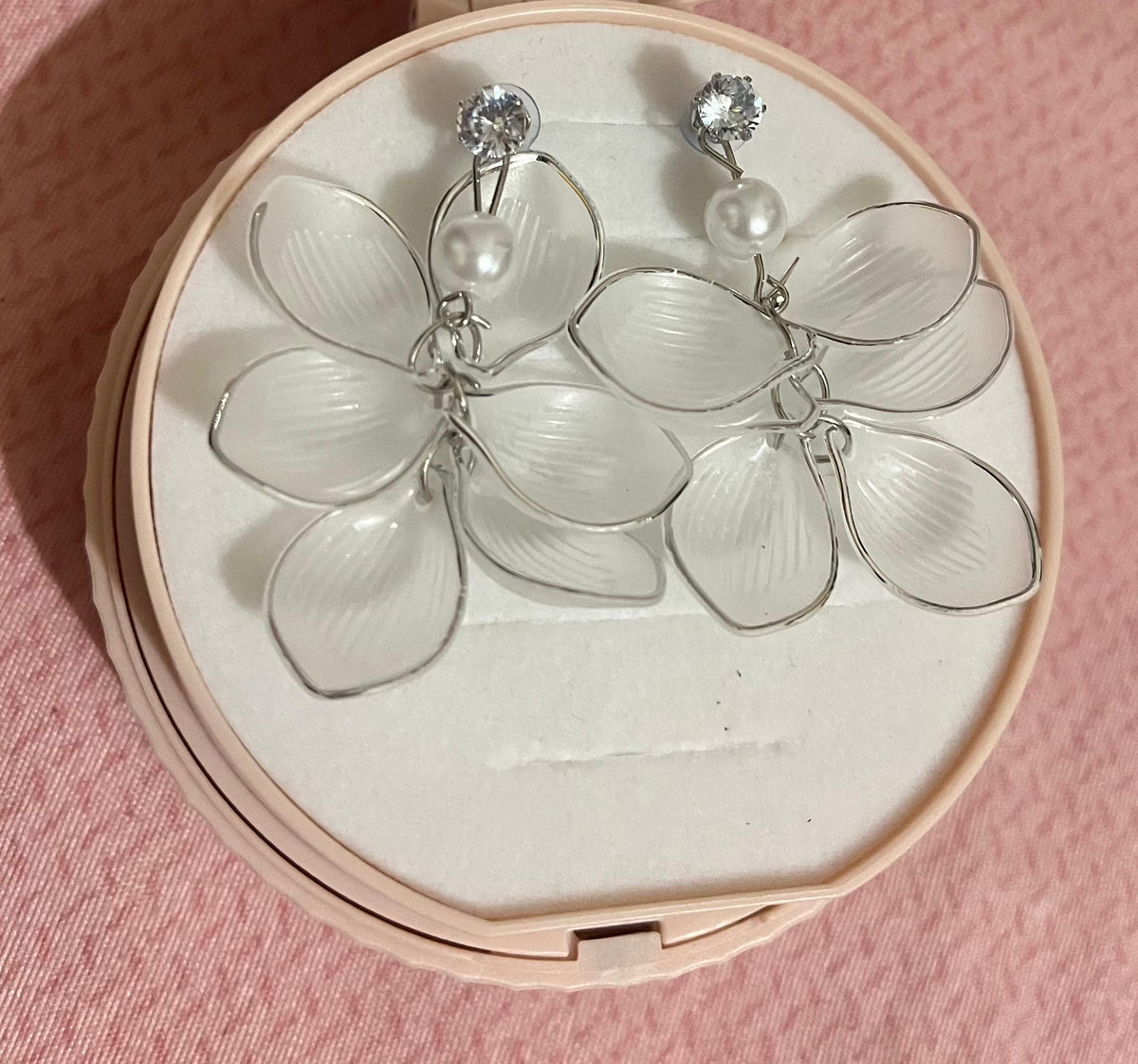 Pearl Blossom Silver Drop Earrings