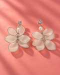 Pearl Blossom Silver Drop Earrings