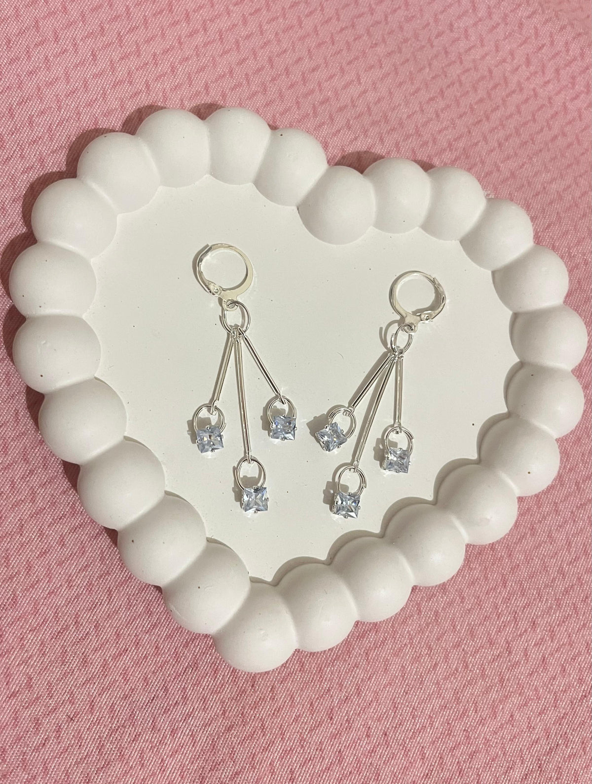 Crystal Cascade Silver Drop Earrings