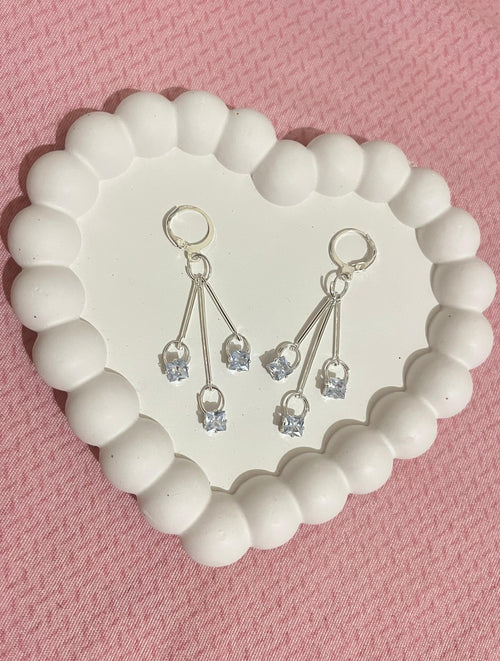 Crystal Cascade Silver Drop Earrings