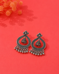 Oxidised Silver Floral Jhumka Earrings