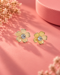 Golden Bloom Crystal Flower Stud Earrings