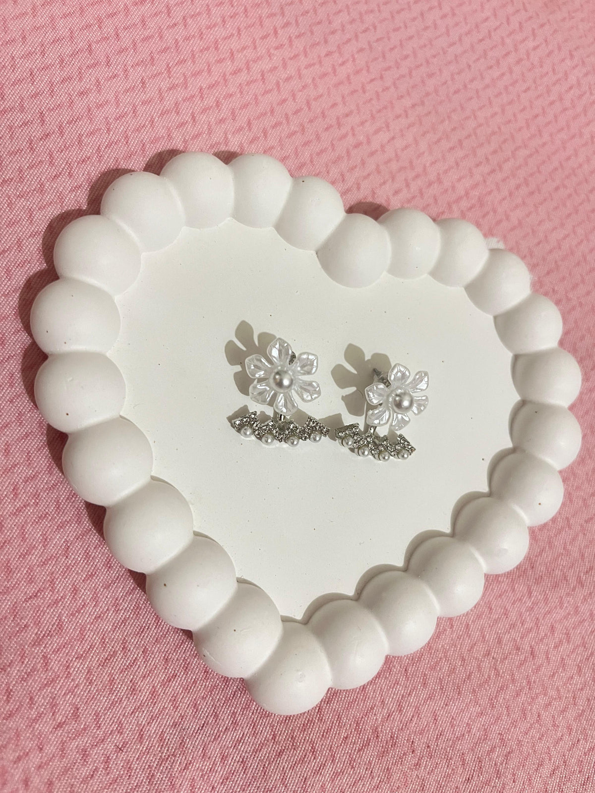 Pearl Blossom Crystal Drop Stud Earrings
