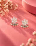 Pearl Blossom Crystal Drop Stud Earrings