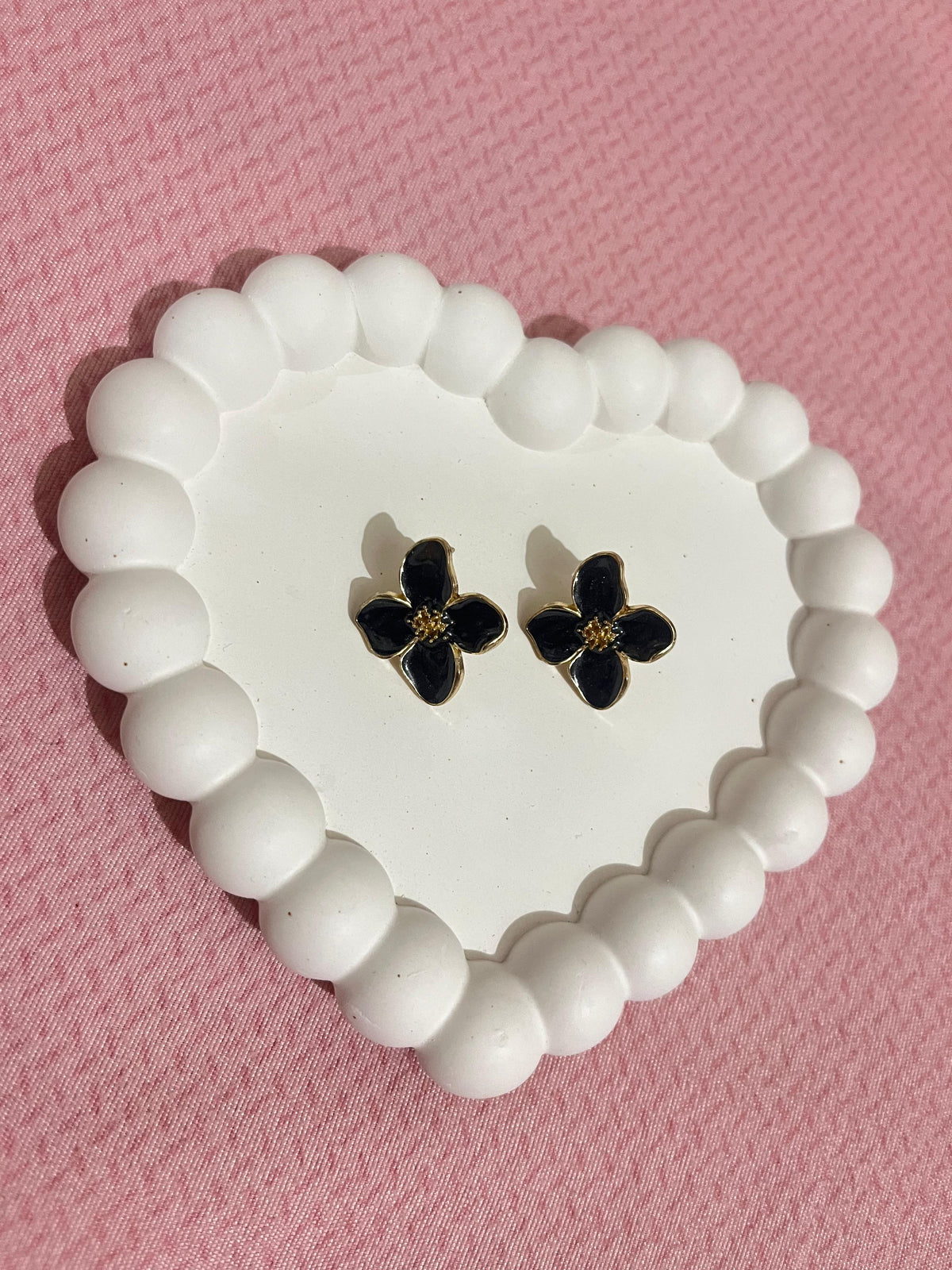 Midnight Bloom Floral Stud Earrings