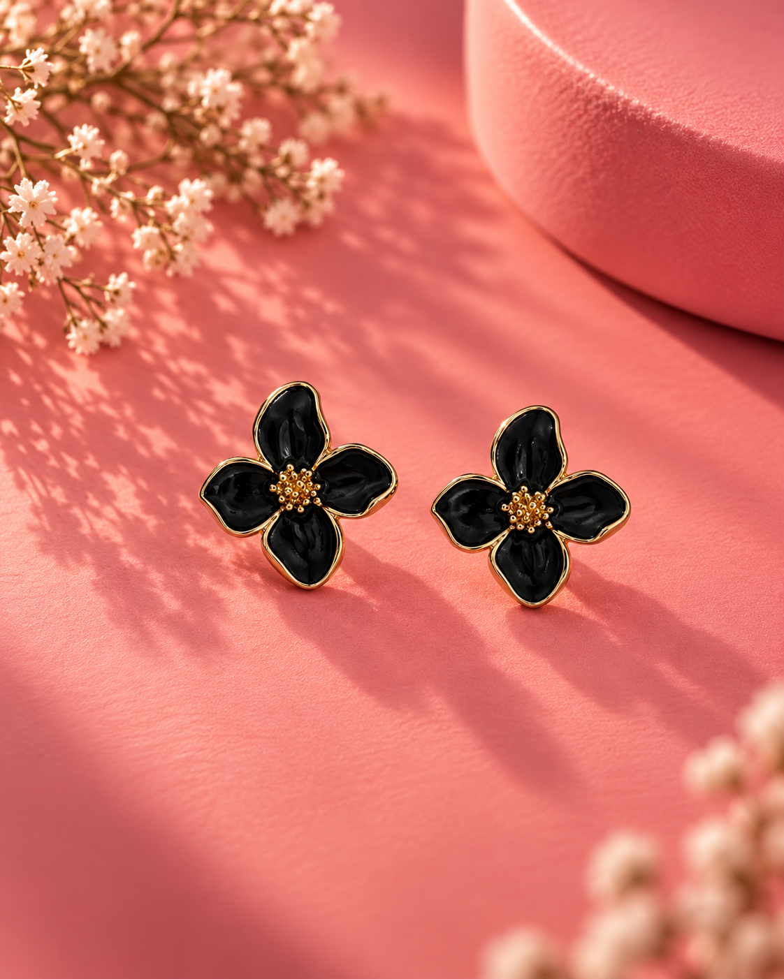 Midnight Bloom Floral Stud Earrings