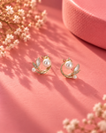 Luna Pearl Leaf Hoop Earrings