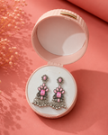 Pink Stone Antique Jhumka Earrings