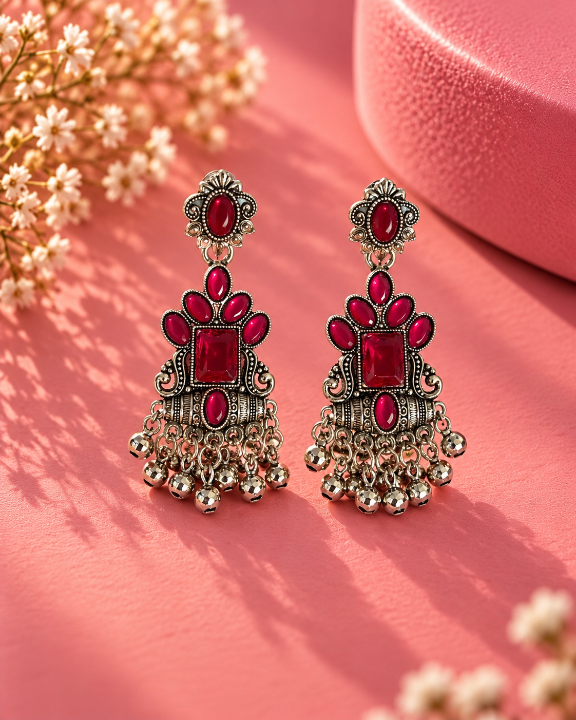 Ruby Royale Antique Chandelier Earrings