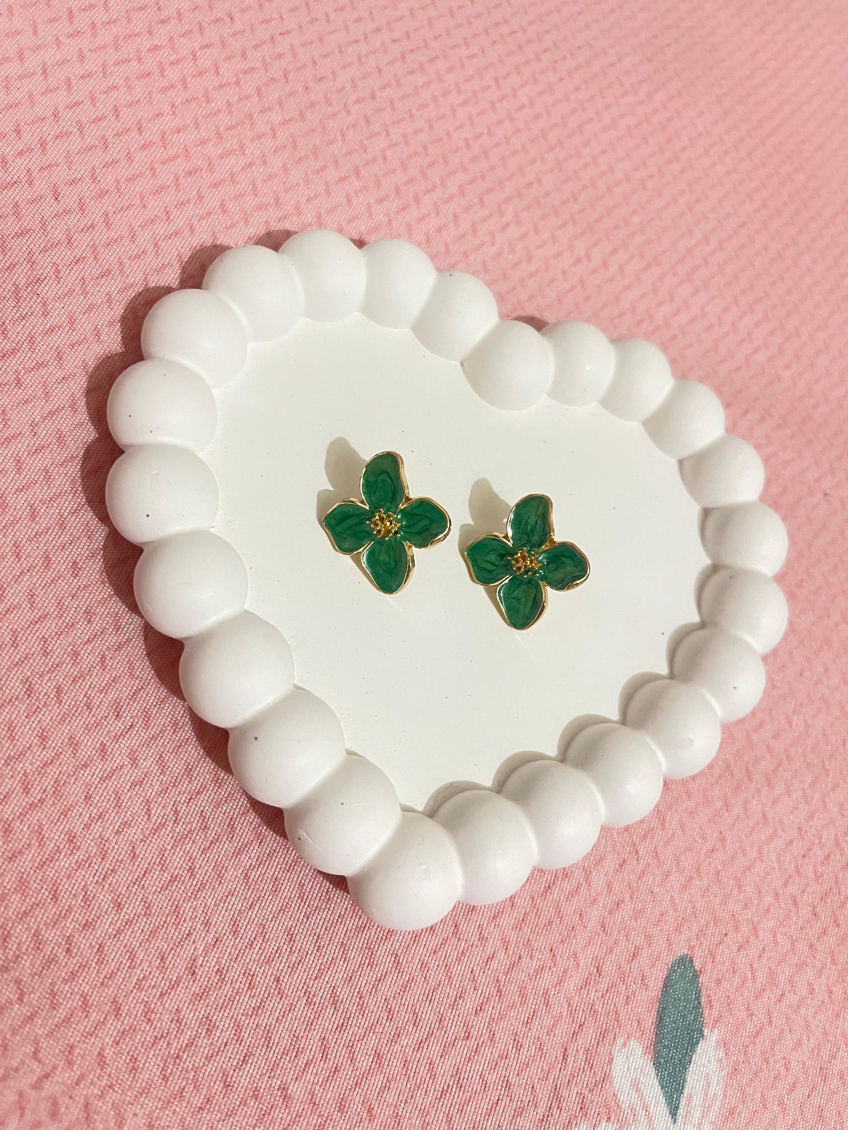 Emerald Bloom Flower Stud Earrings