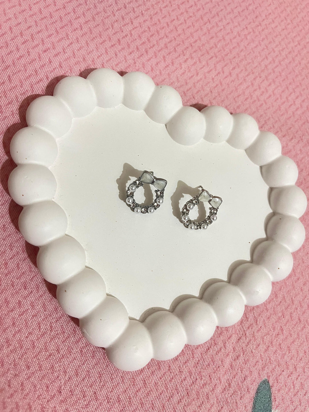 Pearl Bow Halo Stud Earrings