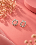 Pearl Bow Halo Stud Earrings