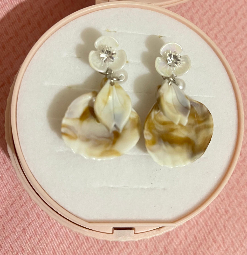 Marbled Bloom Statement Drop Earrings